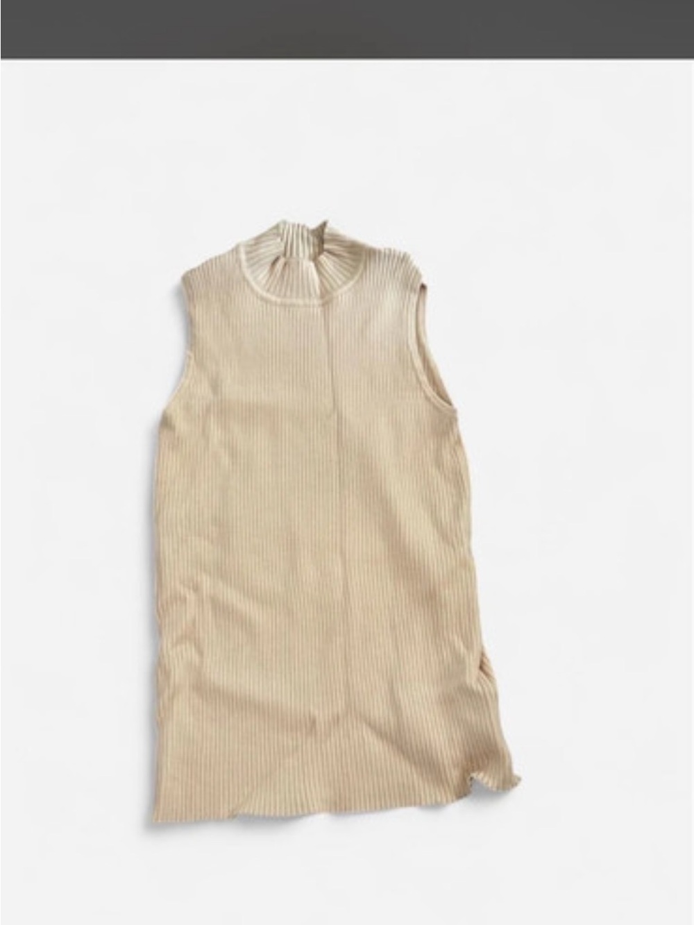 Mock Neck Ribbed Tank Top in Cream